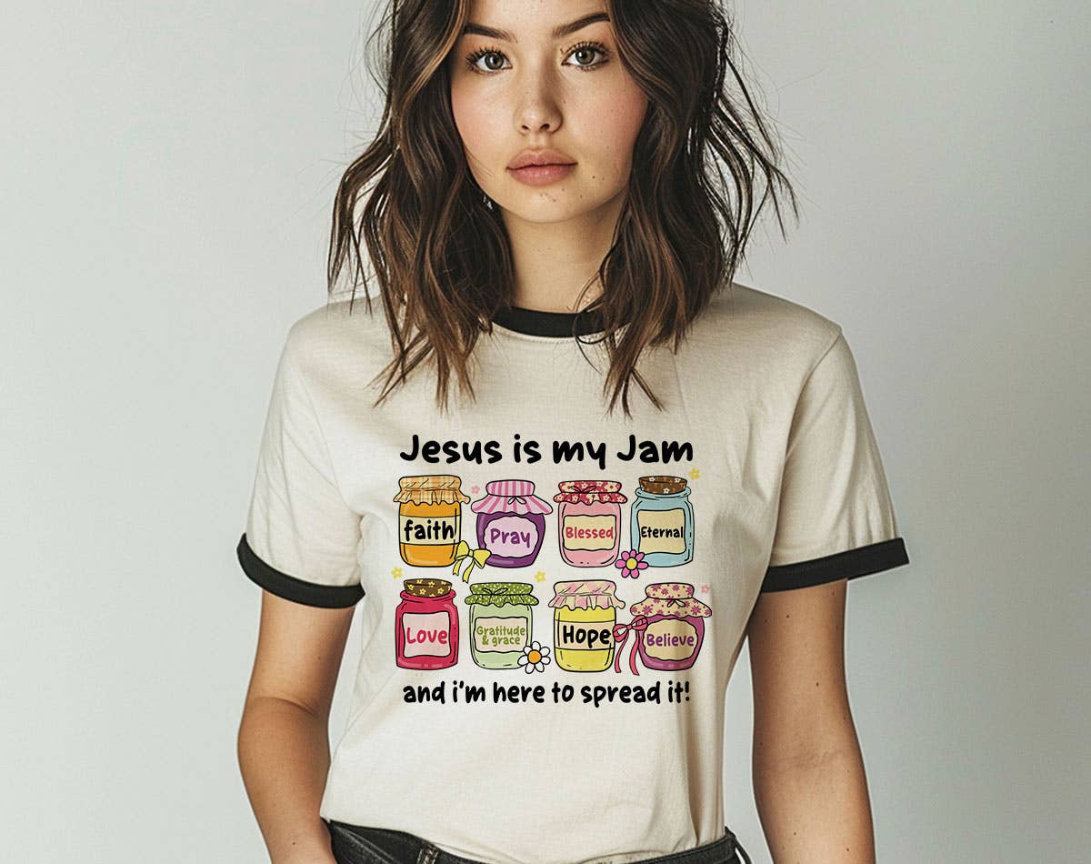 Jesus Is My Jam Ringer T-Shirt, Retro Contrast Trim Tee