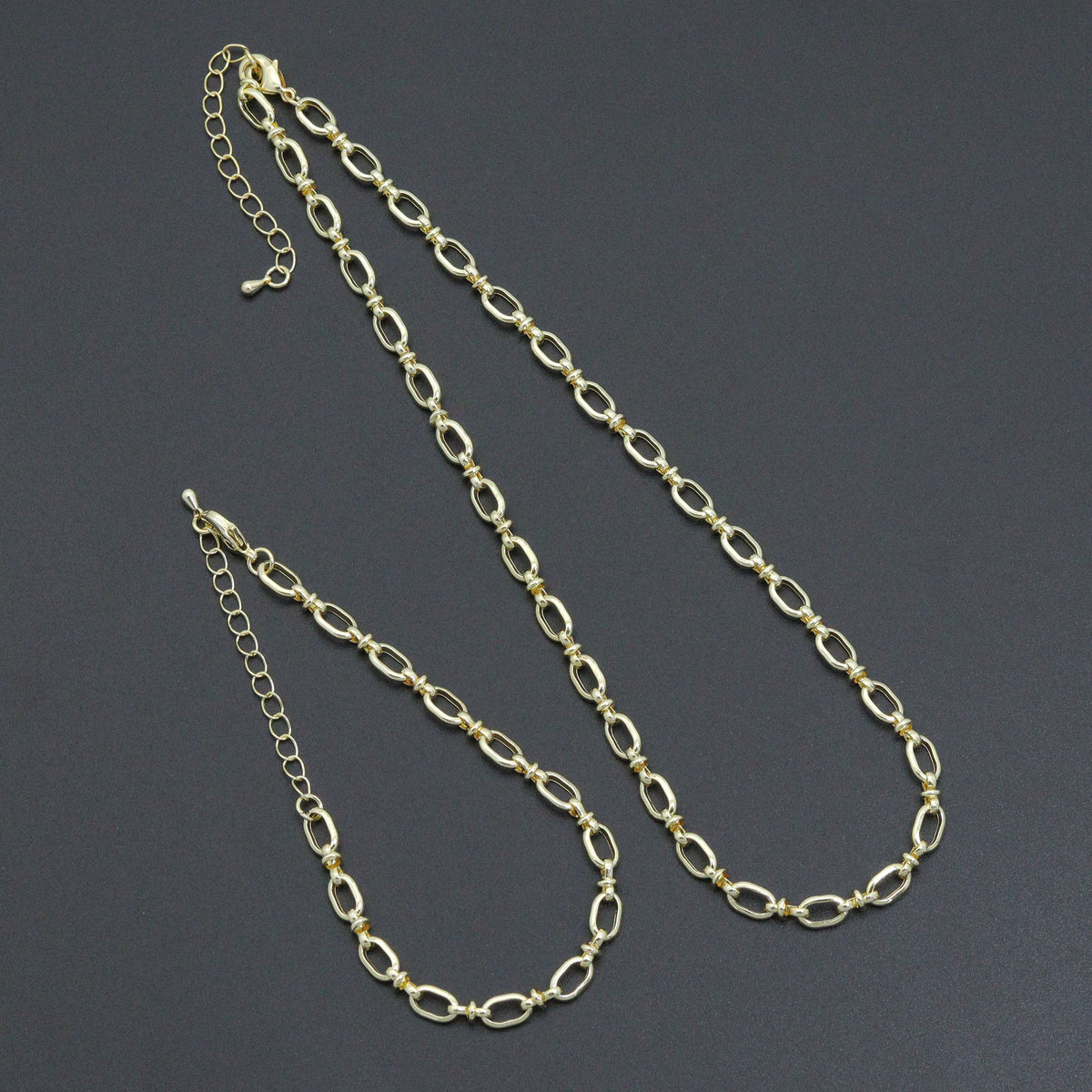 Fancy Oval Link Chain Necklace Bracelet, Charm bar necklace, sku#EF791