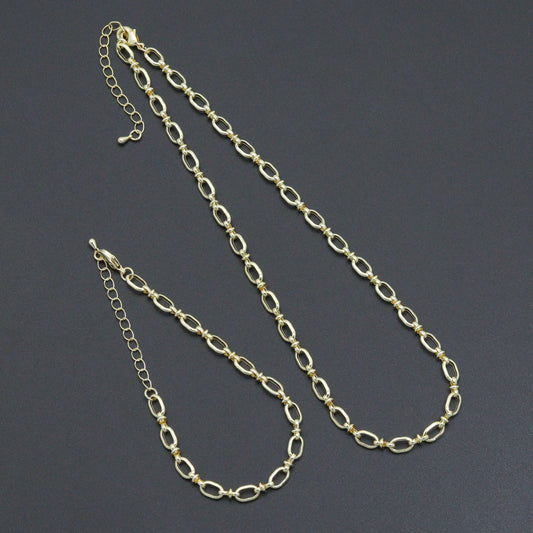 Fancy Oval Link Chain Necklace Bracelet, Charm bar necklace, sku#EF791