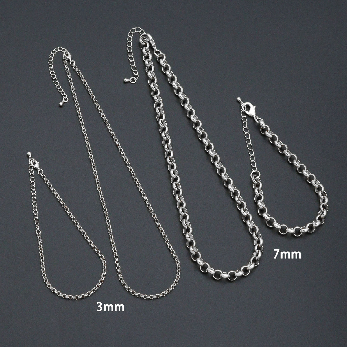 Rolo Link Chain Necklace Bracelet, Charm bar necklace bracelet, sku#EF793
