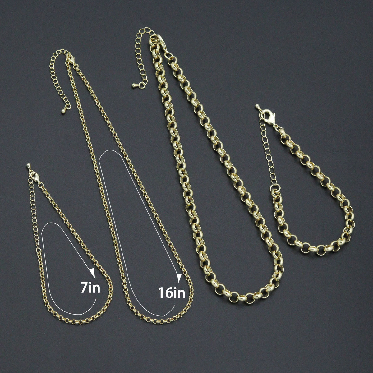 Rolo Link Chain Necklace Bracelet, Charm bar necklace bracelet, sku#EF793