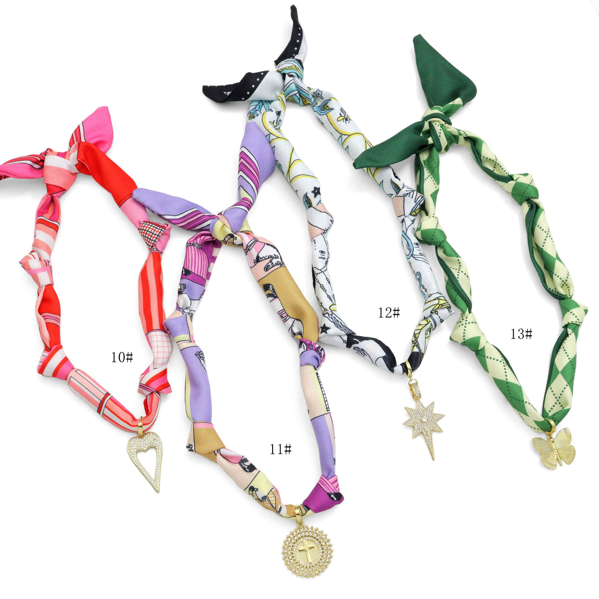 Convertible Scarf Necklace, Adjustable Silk Scarf Statement Necklace, sku#EF806-2