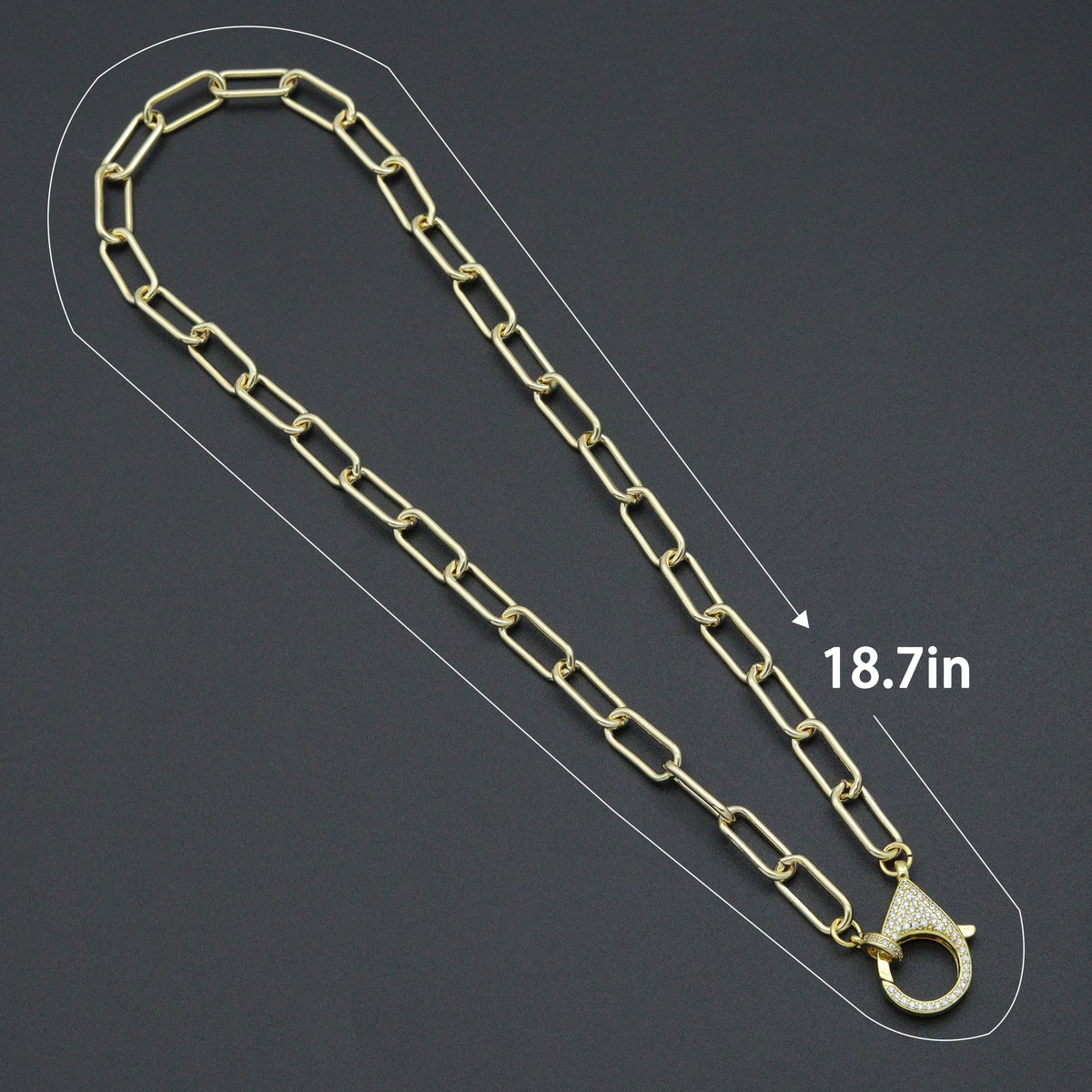 Paperclip Link Chain Necklace with CZ Lobster, sku#EF816