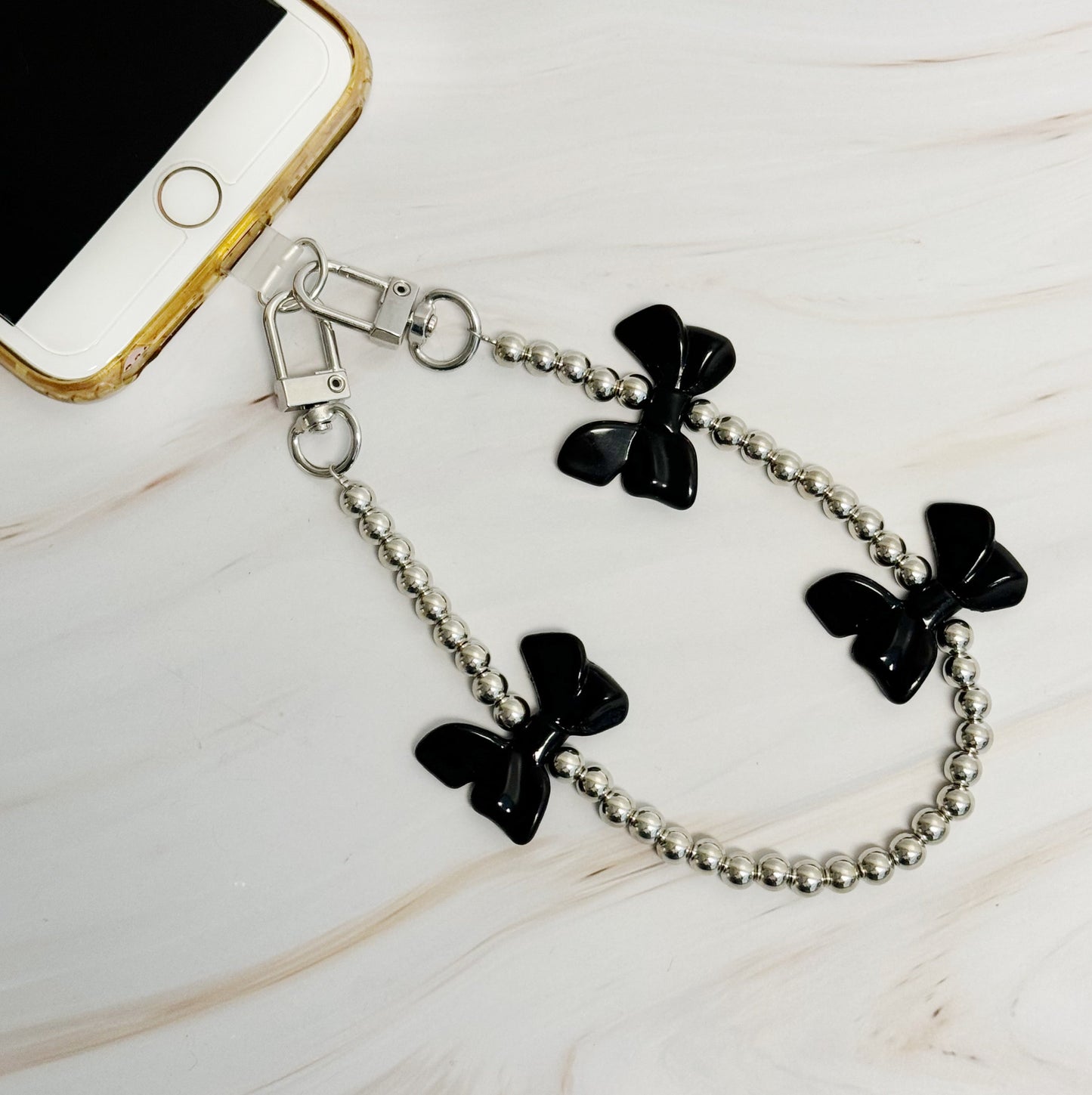 Bows And Beads Phone Wrist Lanyard and Cross Body Phone Lanyard Set