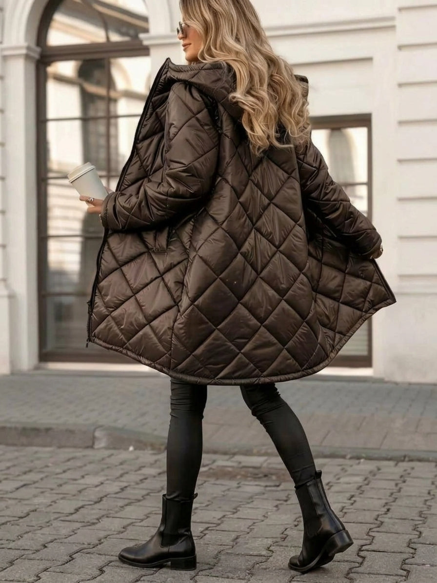 Quilted Longline Puffer Outerwear with Hood