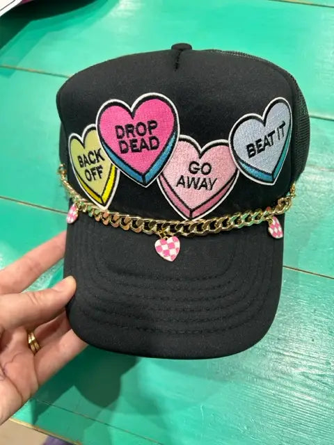 Gold Checkered Heart Trucker Hat Chain