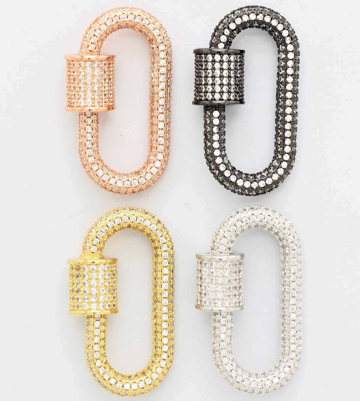 Fully CZ Pave Oval carabiner clasp, Sku#H138