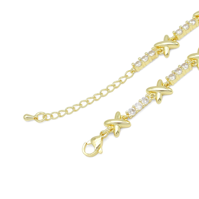 CZ Tennis Chain Star Link necklace Bracelet, Sku#LX778