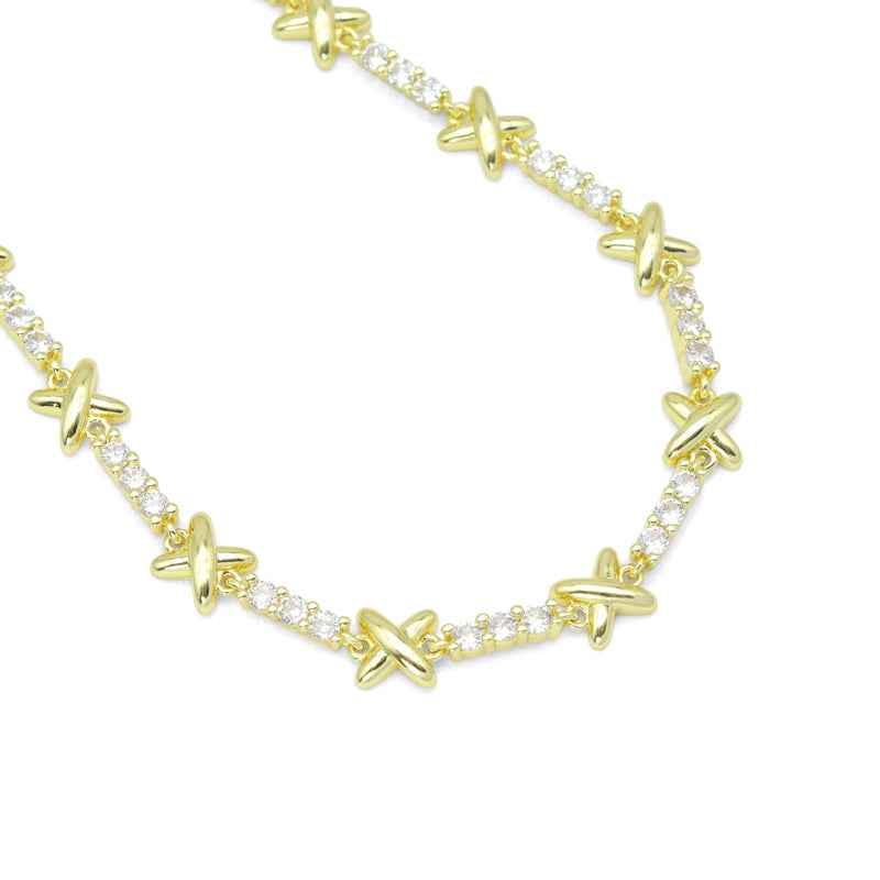 CZ Tennis Chain Star Link necklace Bracelet, Sku#LX778