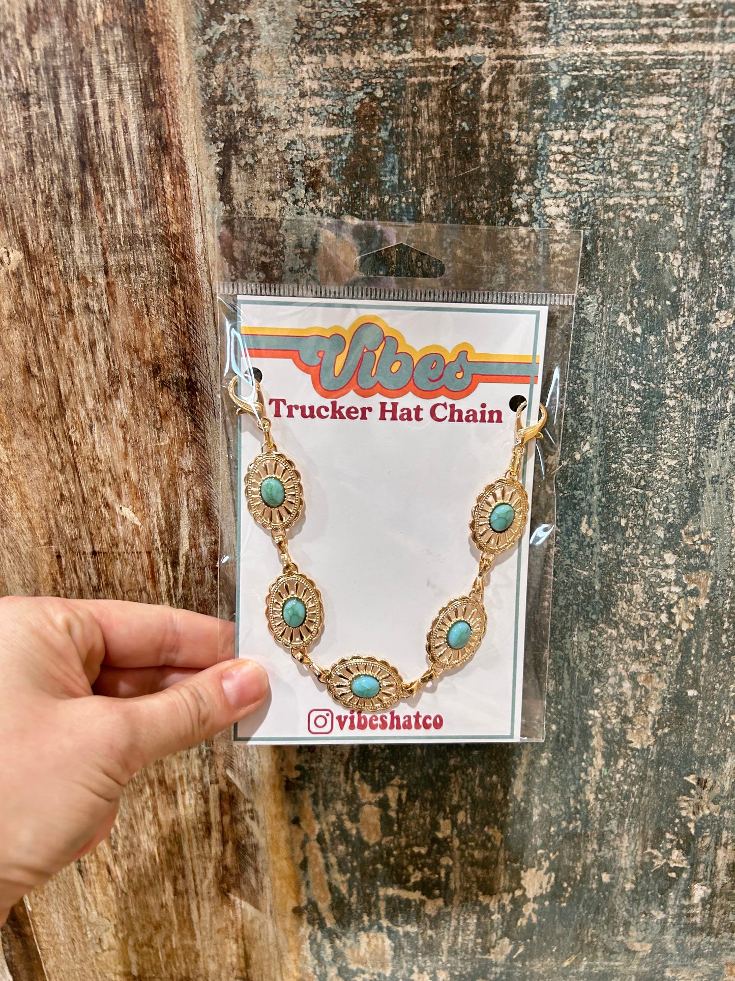 Small Turquoise & Silver Oval Trucker Chain