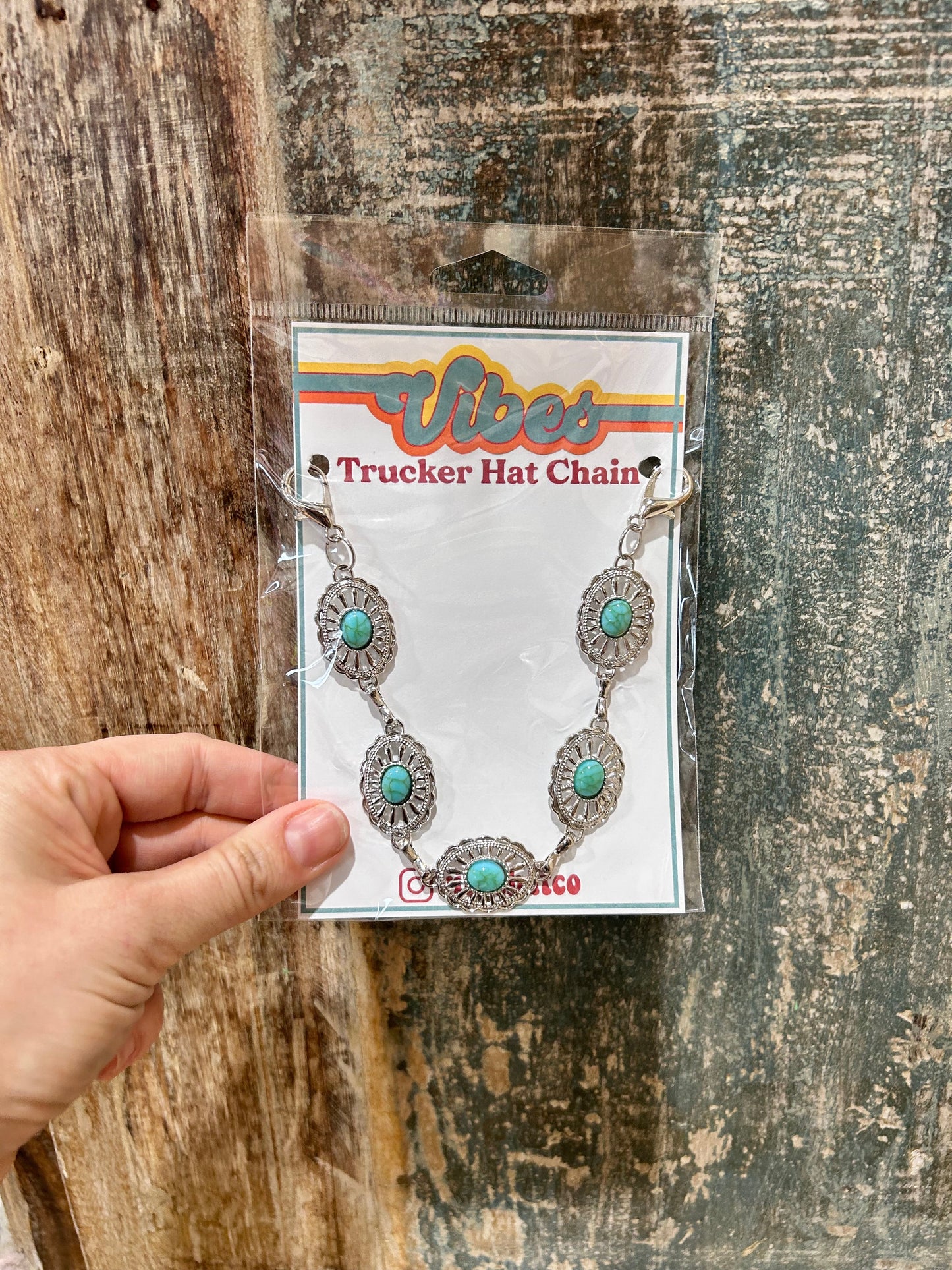 Small Turquoise & Silver Oval Trucker Chain