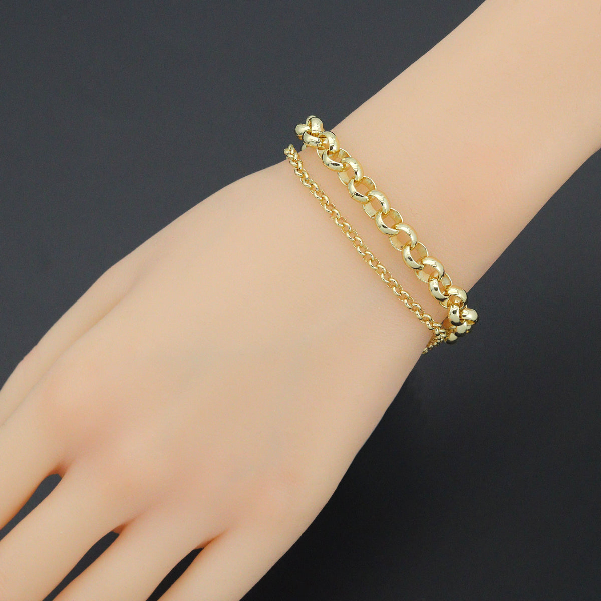 Rolo Link Chain Necklace Bracelet, Charm bar necklace bracelet, sku#EF793