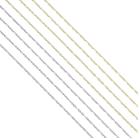 Gold Silver Dainty Mixed paperclip chain,  unfinished chain by yard,Thin chain, sku#LX645