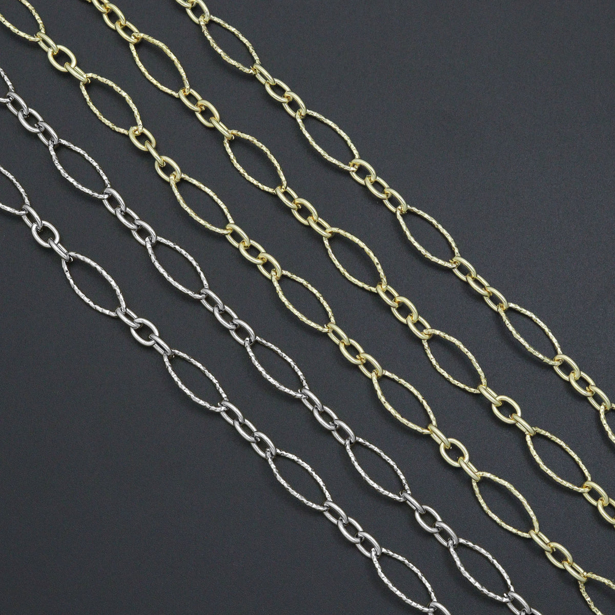 Wholesale Hammered mixed oval shape chain by Yard, sku#LX912