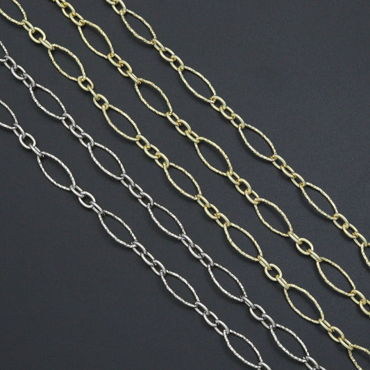 Wholesale Hammered mixed oval shape chain by Yard, sku#LX912