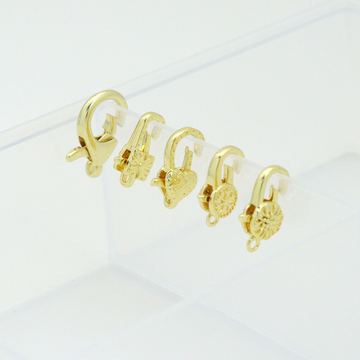 Gold Silver sunflower snowflake bloom Heart Flower Lobster Lock Clasp/Spring Clasp, Sku#LX949