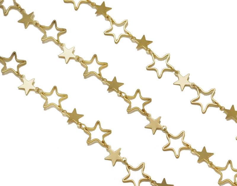 Gold Five Star Frame Link Chain necklace Clasp, sku#HX05