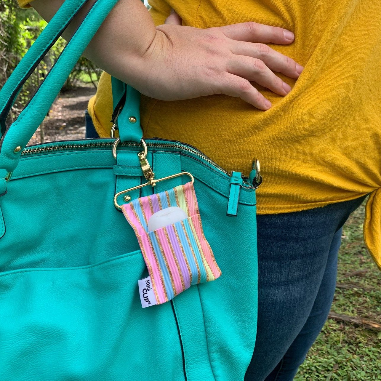 White Leopard SaniClip Hand Sanitizer Holder