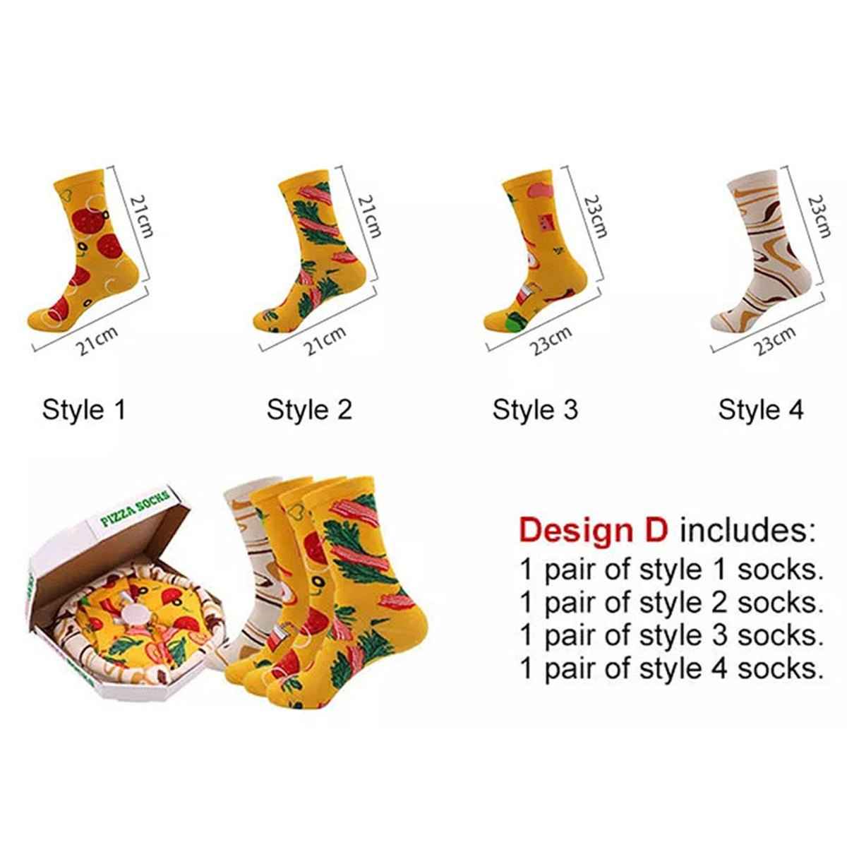 Novelty Pizza Socks – 4 Pairs Fun Gift Set for Men & Women