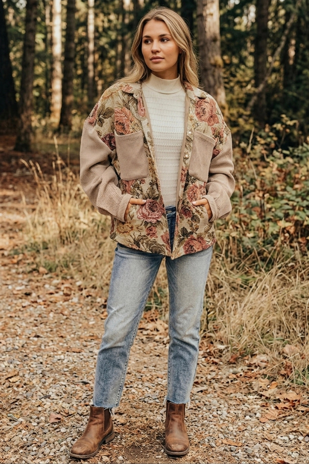 Floral Button Up Long Sleeve Shacket