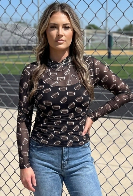 Game Day Mesh Sheer Long Sleeve Top