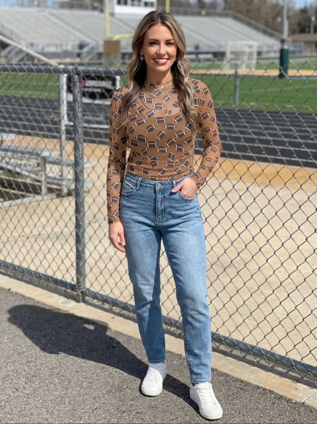 Game Day Mesh Sheer Long Sleeve Top