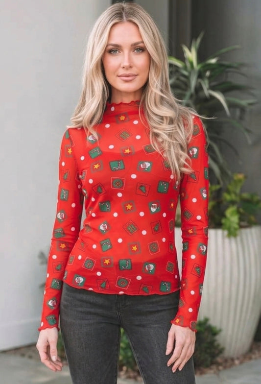 Abstract Print Long Sleeve Stand Neck Sheath Blouse