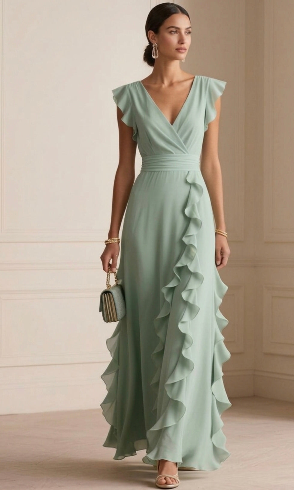 Ruffled Surplice Maxi Dress