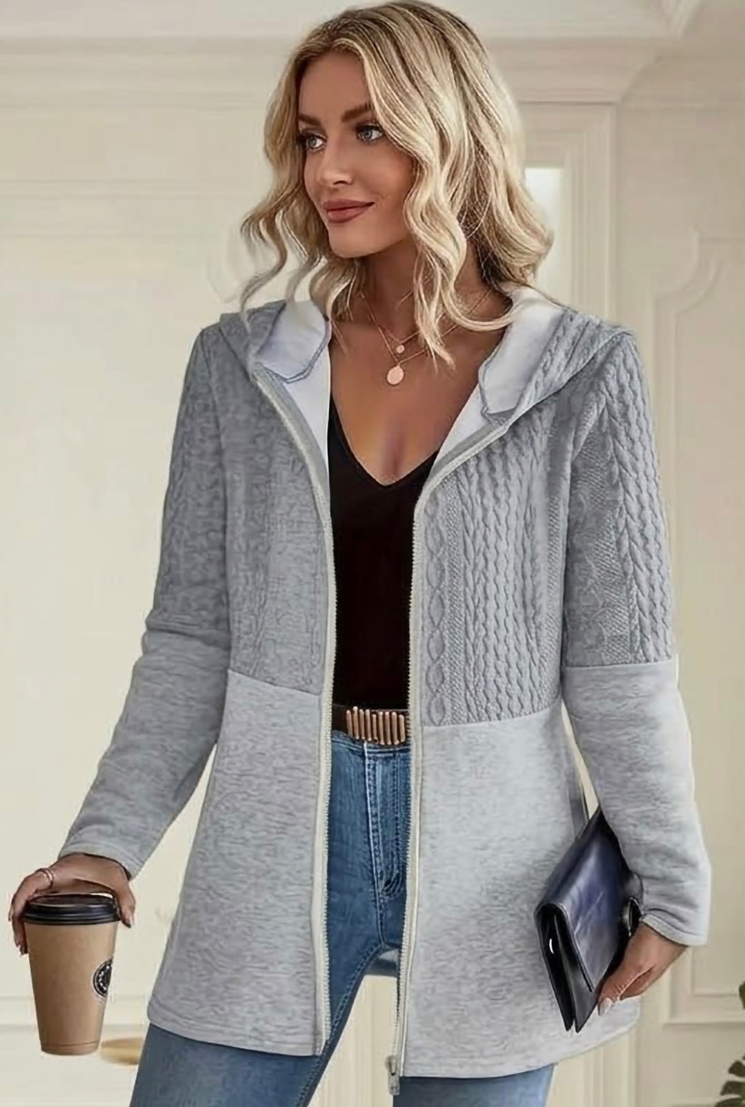 Full Size Hooded Zip-Up Jacket Plus Size