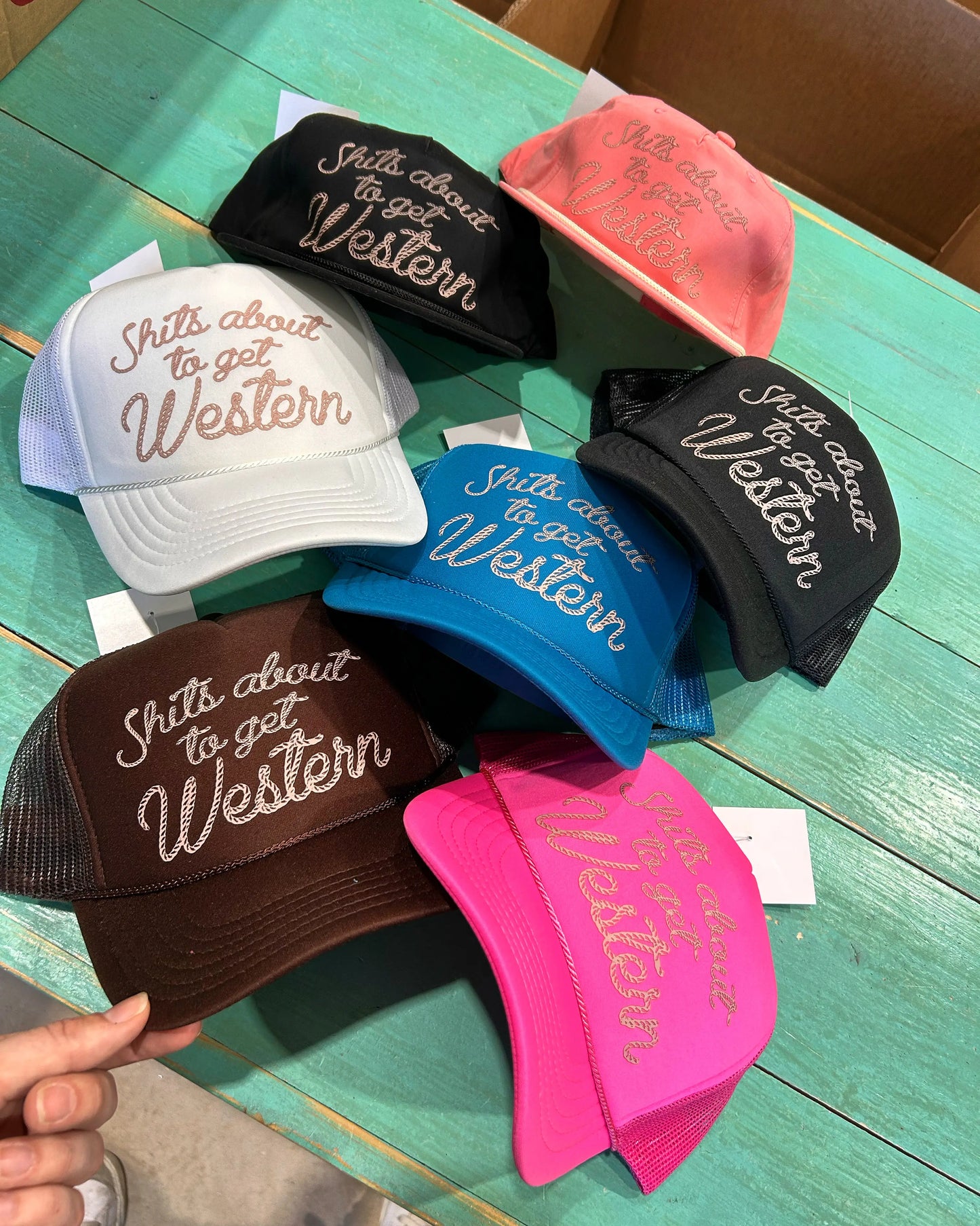Shits About To Get Western Trucker Hat