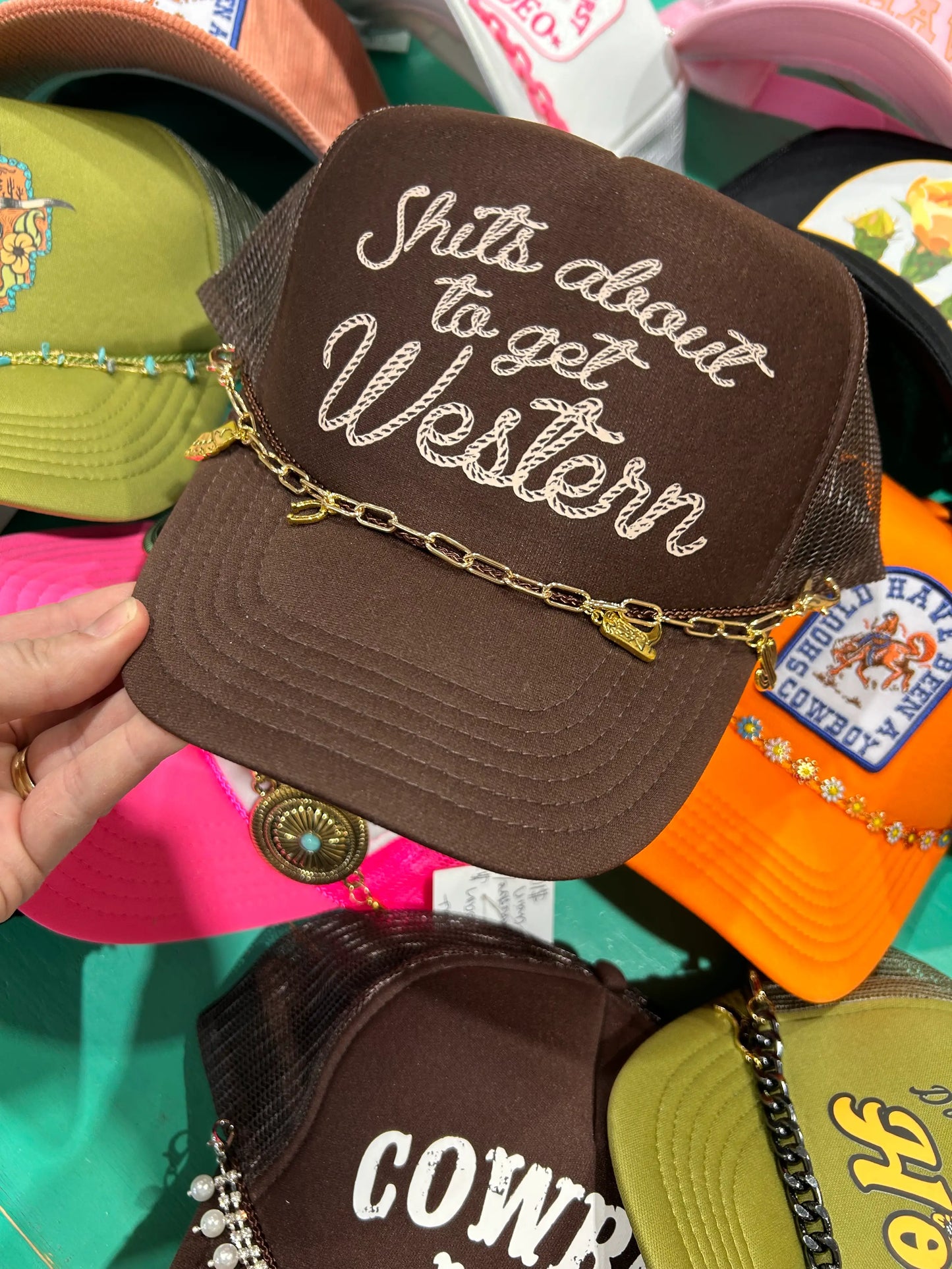 Shits About To Get Western Trucker Hat
