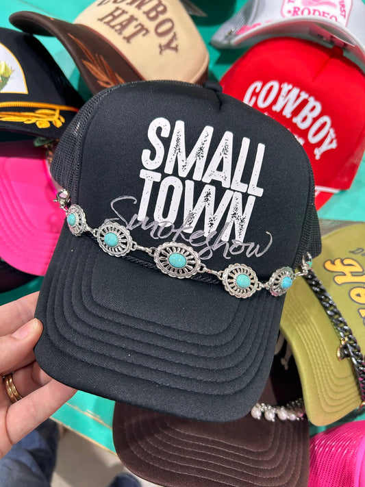 Small Turquoise & Silver Oval Trucker Chain