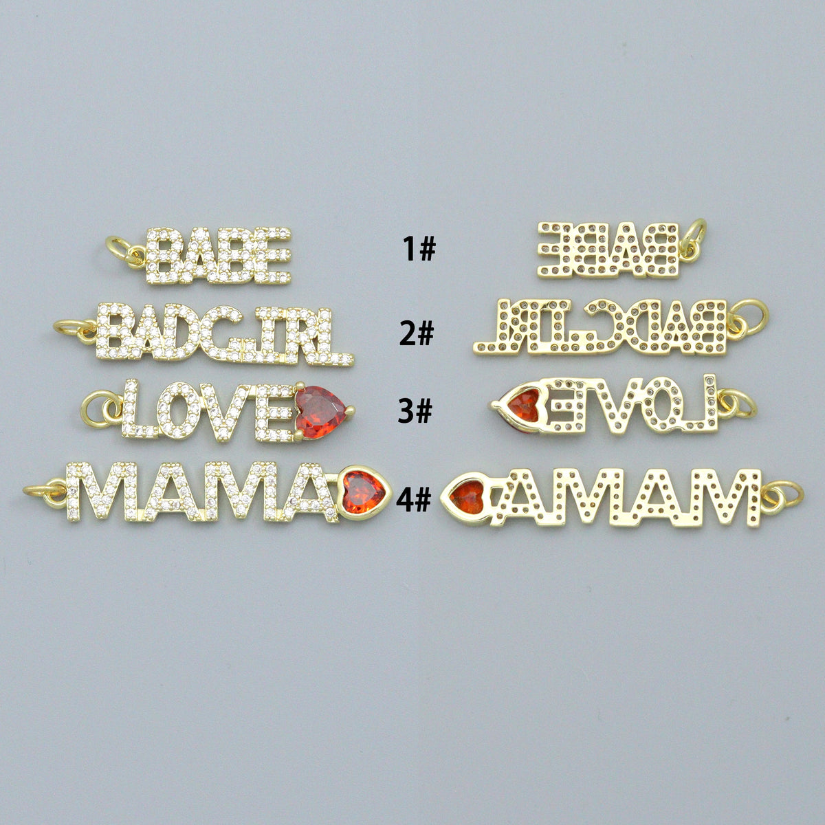 Babe, Badgirl, Love, Mama Heart Charm, Sku#Y1050