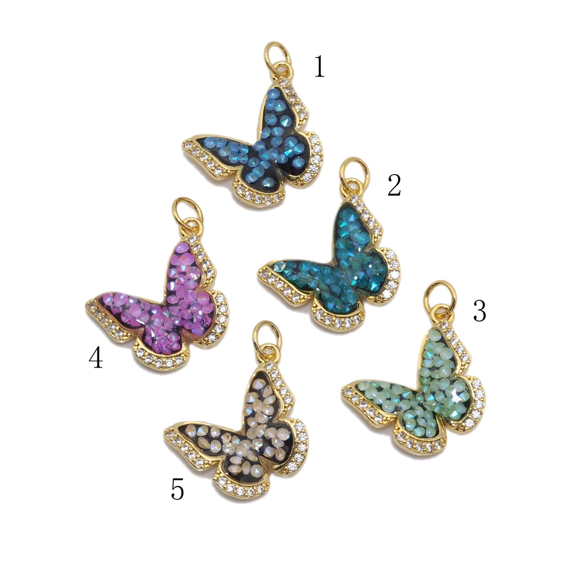Sparkle Micro Pave CZ Butterfly Charm, Sku#Y771