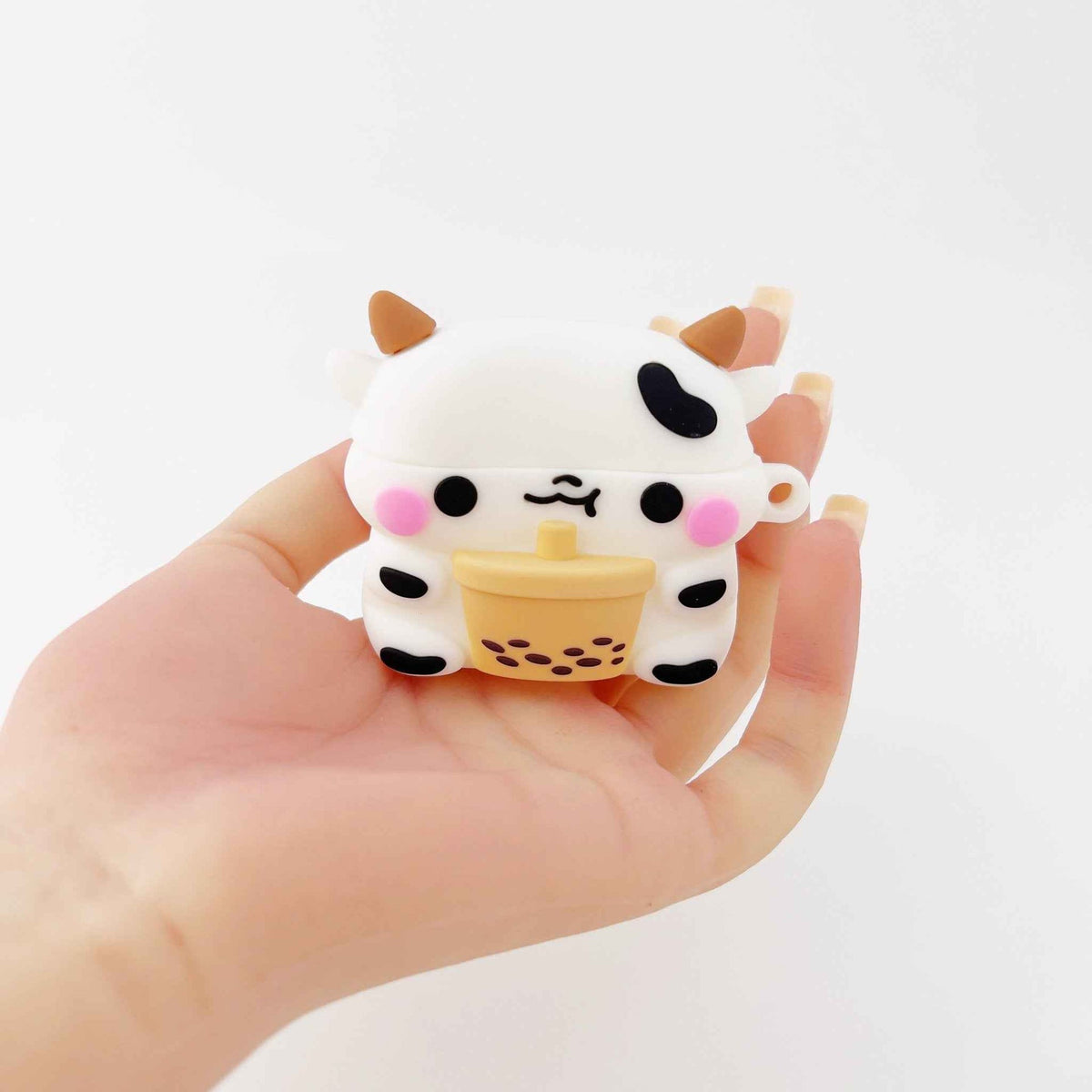 Boba Milk Cow AirPods Case – Cute Silicone Cover with Keyring