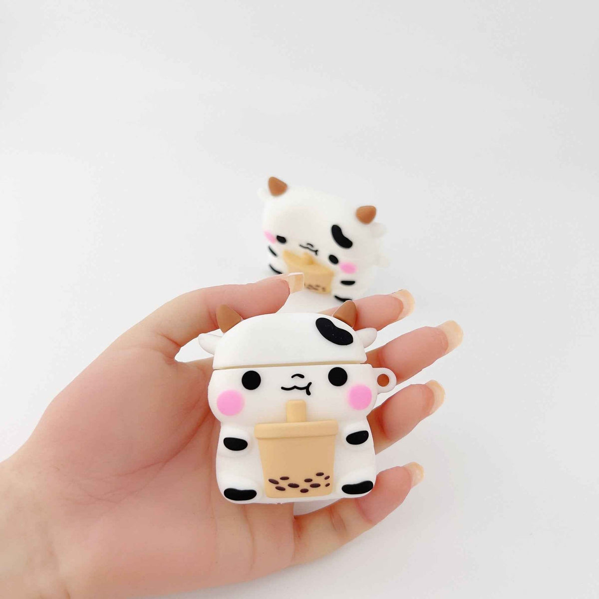 Boba Milk Cow AirPods Case – Cute Silicone Cover with Keyring