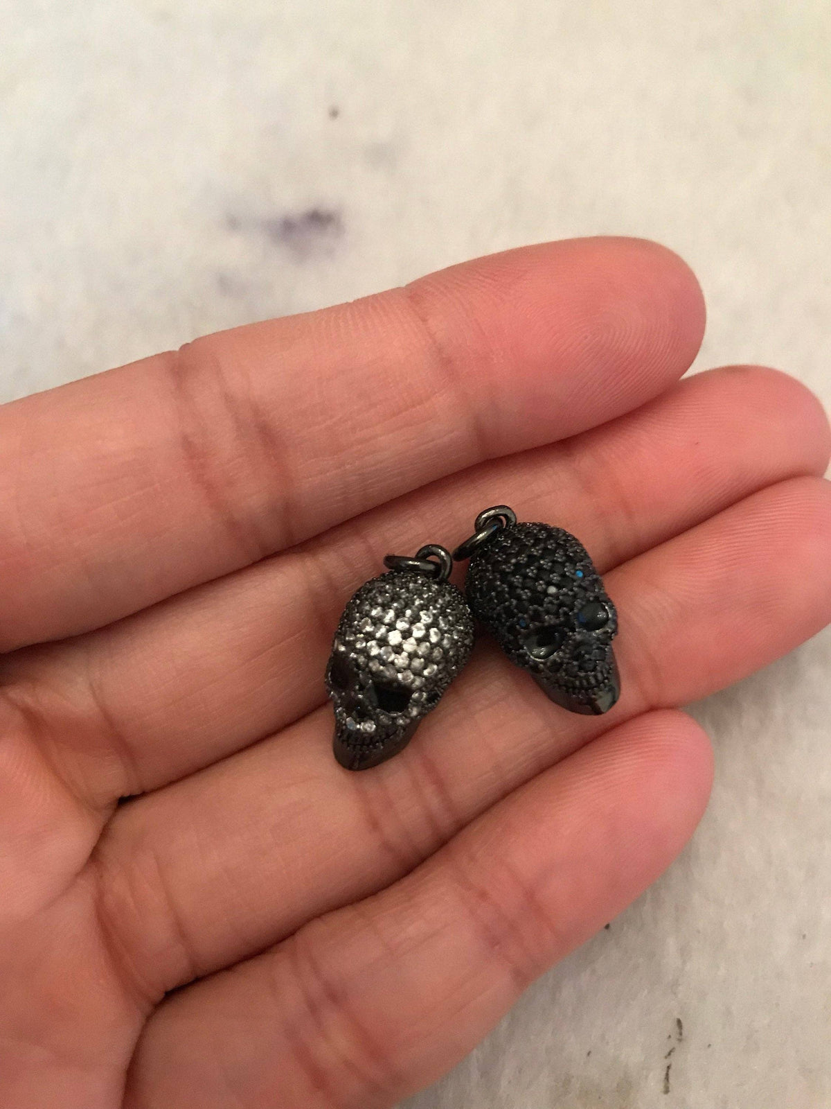 3D CZ Micro Pave Black Eye Skull Charm, 18x9x12mm, Cubic Zirconia Charm Pendant,Men's Jewelry,1pc/2pcs sku#F109