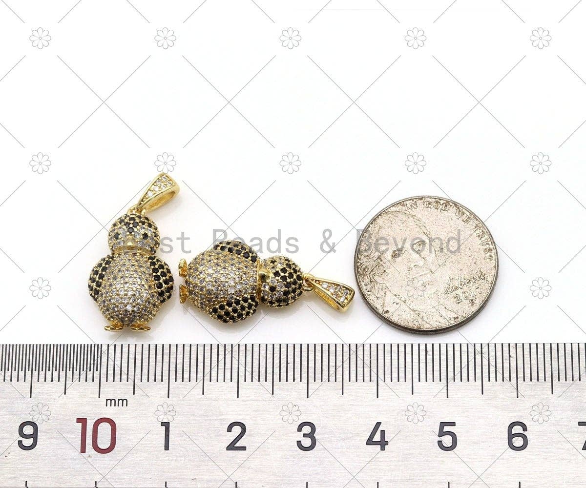 CZ Micro Pave 3D Penguin Shape Pendant, 18K Gold Filled Penguin Charm, Necklace Bracelet Charm Pendant, Sku#LD165