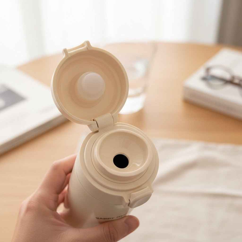 Cute Bear Water Bottle Double Wall Steel Flip Top Hydration Flask