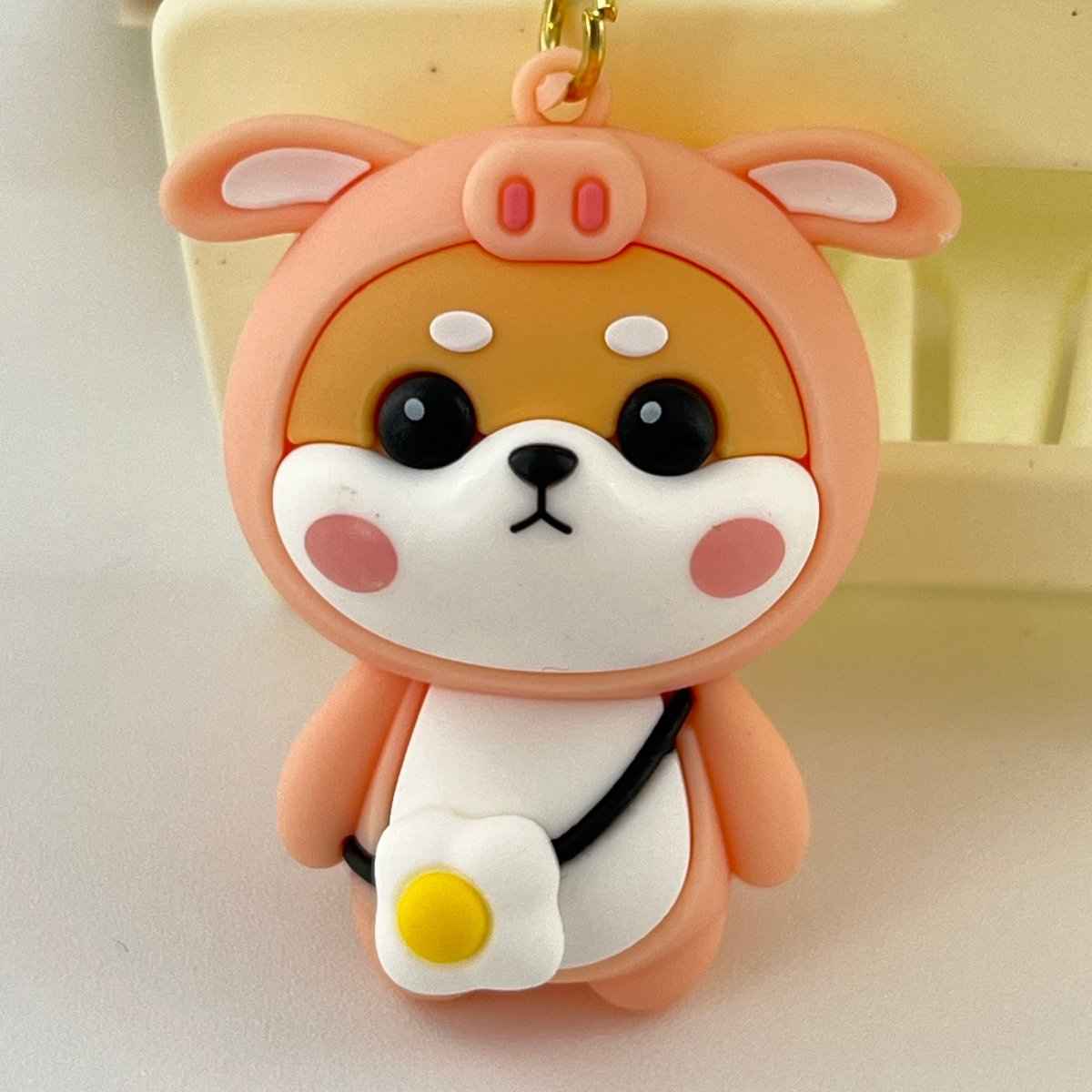 Cute Pig Costume Shiba Inu Keychain for Women and Teens