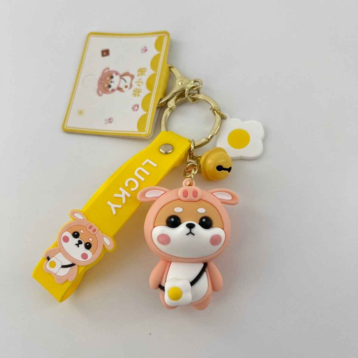 Cute Pig Costume Shiba Inu Keychain for Women and Teens
