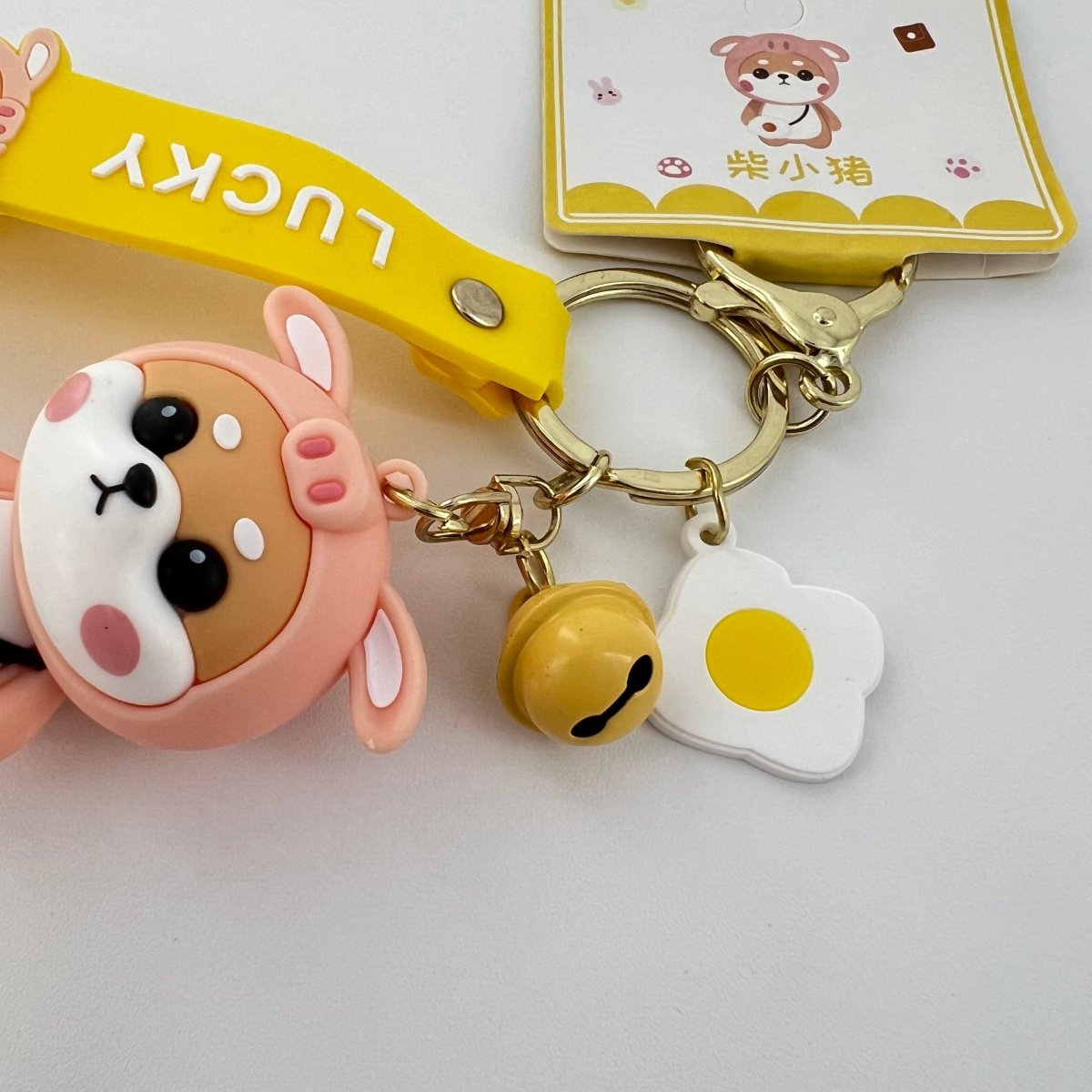 Cute Pig Costume Shiba Inu Keychain for Women and Teens