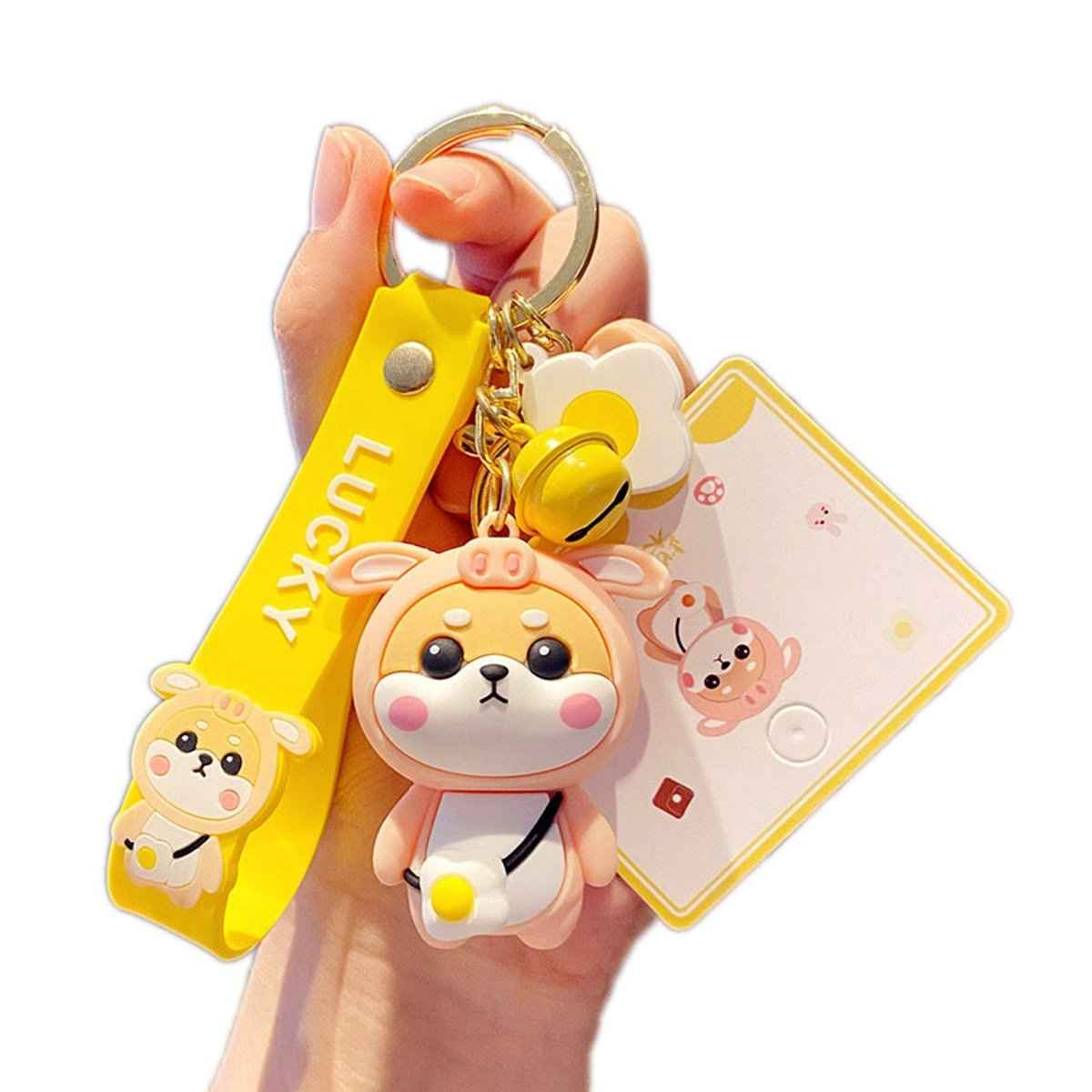 Cute Pig Costume Shiba Inu Keychain for Women and Teens
