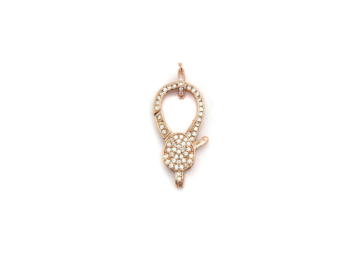 CZ Micro Pave Lobster Claw Clasp, 13x25mm, CZ Pave Clasp, Rose gold/Gold/Silver/Black, sku#H148