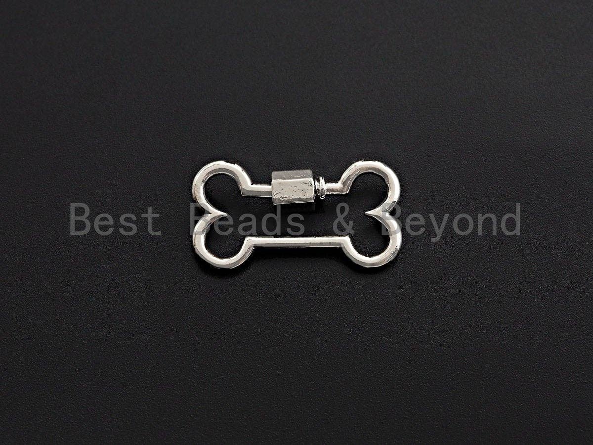 Dog Bone Shape Clasp, CZ Pave ScrewClasp, Pet Charm, Gold/Silver/Rose Gold/Black Carabiner Clasp, 14x26mm, sku#H299