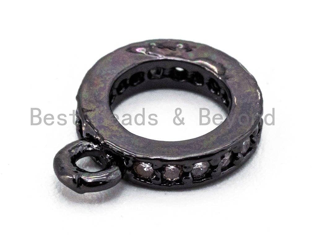 CZ Micro Pave Donut Ring 8mm Charm holder connector Beads, CZ pave Slider Link Beads, Large hole Spacer Beads with Jump Ring, sku#F334