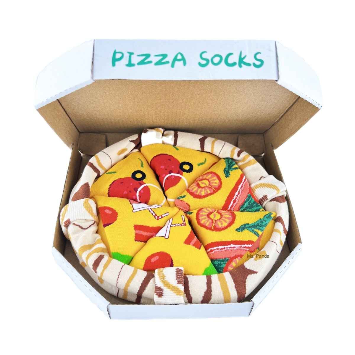 Novelty Pizza Socks – 4 Pairs Fun Gift Set for Men & Women