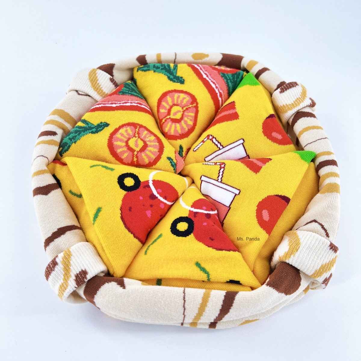 Novelty Pizza Socks – 4 Pairs Fun Gift Set for Men & Women