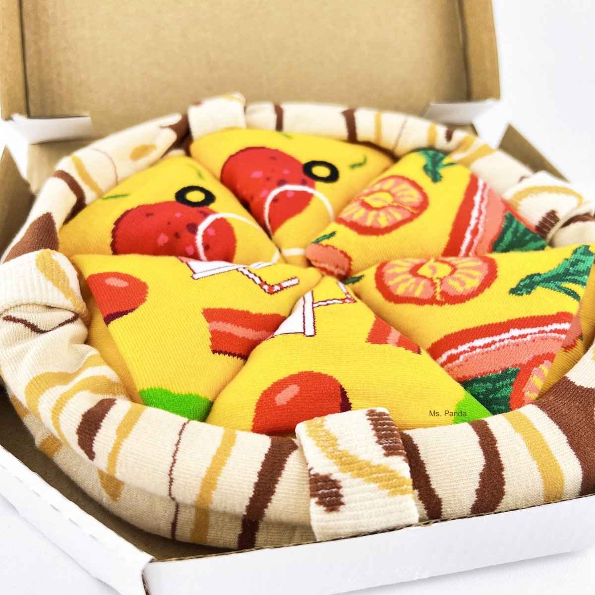 Novelty Pizza Socks – 4 Pairs Fun Gift Set for Men & Women