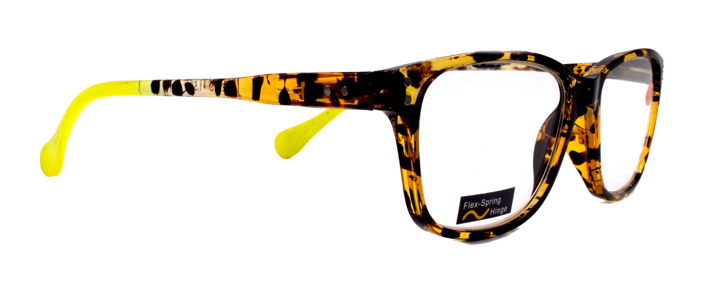 Milan, (Premium) Reading Glasses HighEnd Reader +1.25..+3 Magnifying Optical Square Square Style Tortoise Brown n (Yellow) NY Fifth Avenue